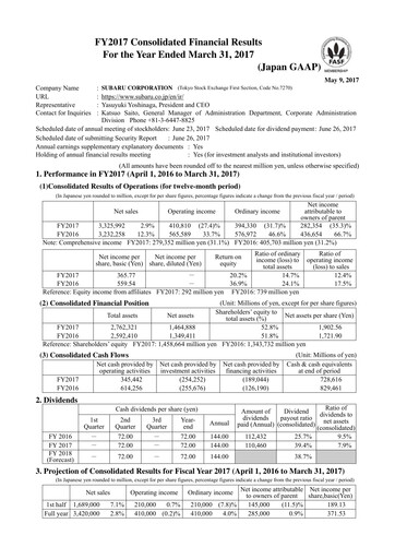 Thumbnail Subaru Financial Report 2016-2017