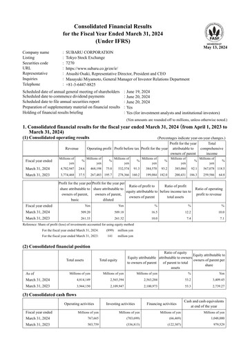 Thumbnail Subaru Financial Report 2023-2024