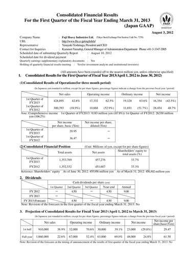 Thumbnail Subaru Quarterly Report 2013-q1