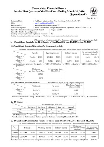 Thumbnail Subaru Quarterly Report 2016-q1