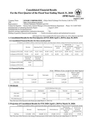 Thumbnail Subaru Quarterly Report 2020-q1