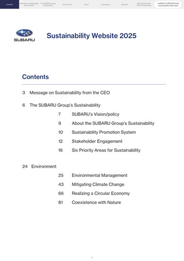 Thumbnail Subaru Sustainability Report 2025