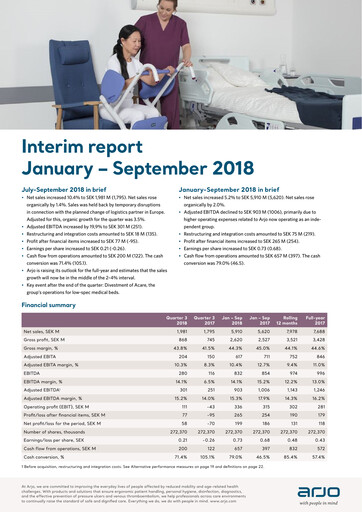 Thumbnail Arjo AB Quarterly Report 2018-q3