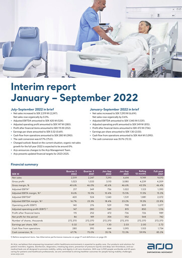 Thumbnail Arjo AB Quarterly Report 2022-q3