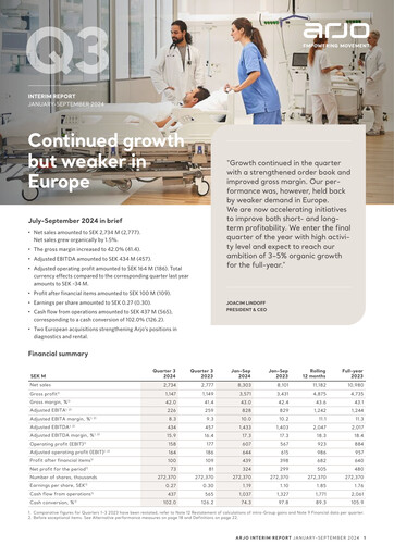 Thumbnail Arjo AB Quarterly Report 2024-q3