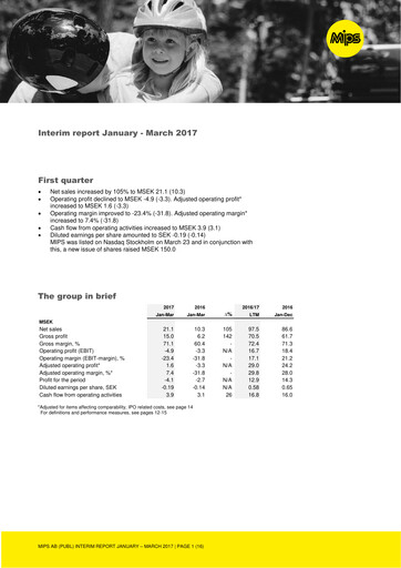 Vorschaubild Mips AB Quartalsbericht 2017-q1