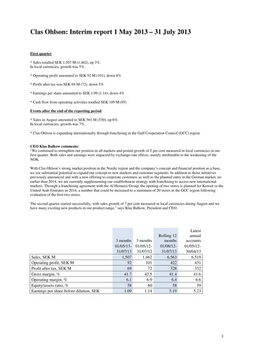 Thumbnail Clas Ohlson AB Quarterly Report 2013-q1