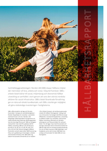 Thumbnail Samhällsbyggnadsbolaget i Norden Sustainability Report 2022