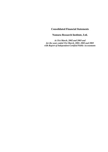Thumbnail Nomura Research Institute
 Financial Statement fy2003