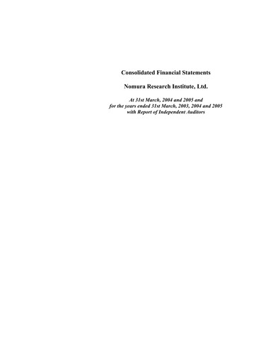 Thumbnail Nomura Research Institute
 Financial Statement fy2005
