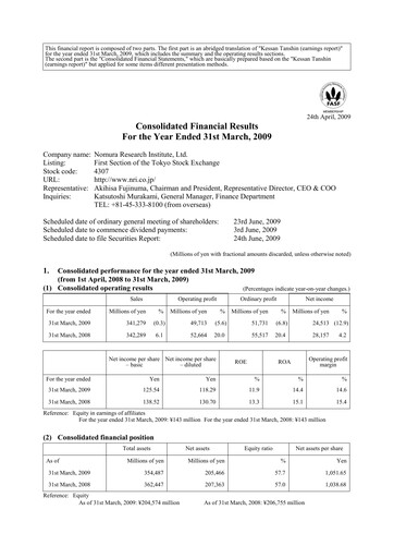 Thumbnail Nomura Research Institute
 Financial Statement fy2009