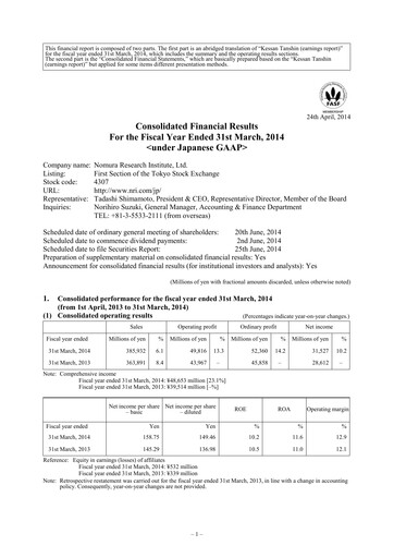Thumbnail Nomura Research Institute
 Financial Statement fy2014