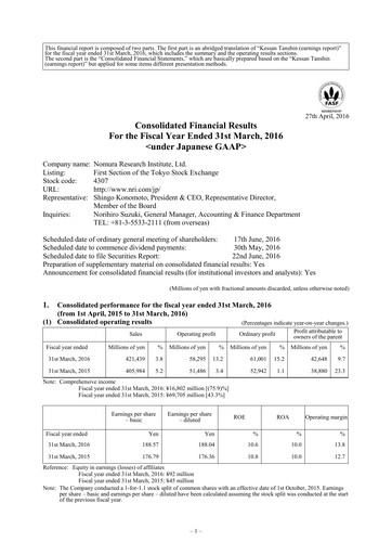 Thumbnail Nomura Research Institute
 Financial Statement fy2016