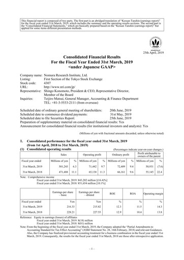 Thumbnail Nomura Research Institute
 Financial Statement fy2019