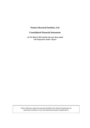 Thumbnail Nomura Research Institute
 Financial Statement fy2022