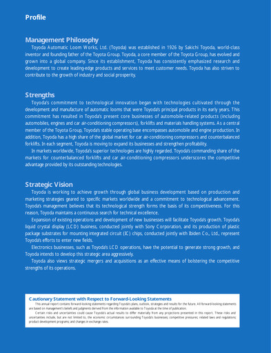 Thumbnail Toyota Industries
 Annual Report fy2000