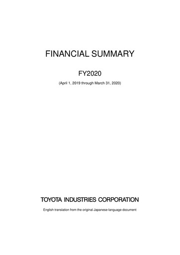 Thumbnail Toyota Industries
 Financial Report fy2020