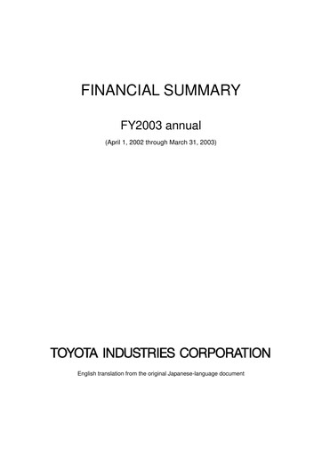 Vorschaubild Toyota Industries
 Finanzmitteilung fy2003