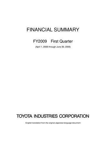 Thumbnail Toyota Industries
 Quarterly Report 2009-q1