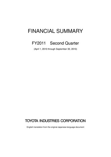 Thumbnail Toyota Industries
 Quarterly Report 2011-q2