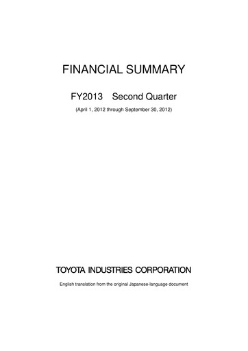 Thumbnail Toyota Industries
 Quarterly Report 2013-q2