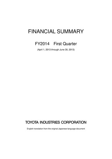 Thumbnail Toyota Industries
 Quarterly Report 2014-q1
