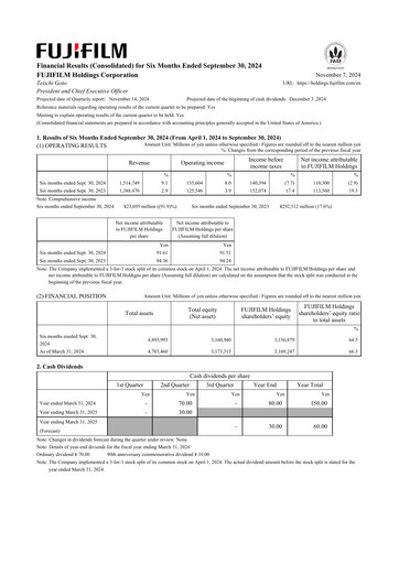 Thumbnail Fujifilm Half-year Report 2024-h1