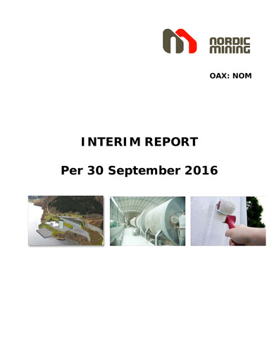 Thumbnail Nordic Mining ASA Quarterly Report 2016-q3