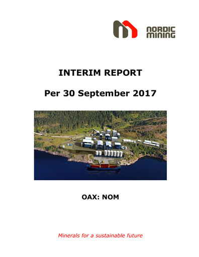 Thumbnail Nordic Mining ASA Quarterly Report 2017-q3