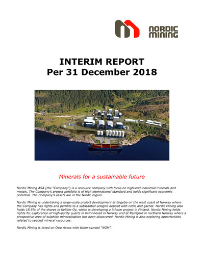 Thumbnail Nordic Mining ASA Quarterly Report 2018-q4