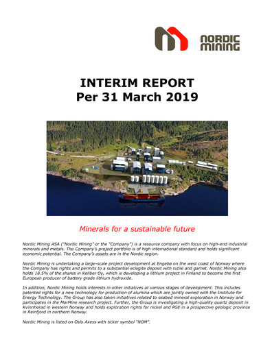 Thumbnail Nordic Mining ASA Quarterly Report 2019-q1