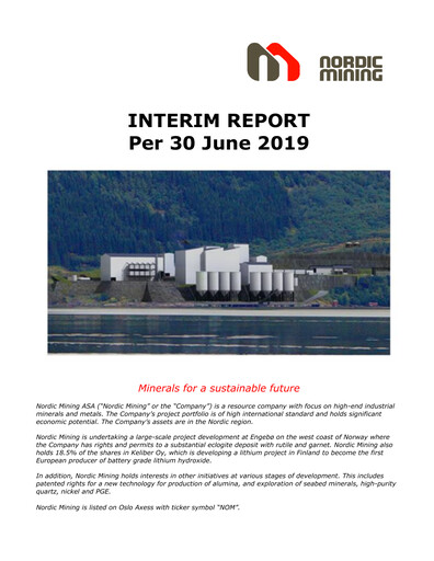 Thumbnail Nordic Mining ASA Quarterly Report 2019-q2