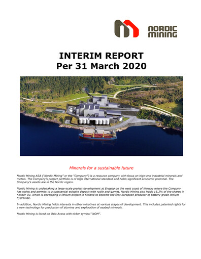 Thumbnail Nordic Mining ASA Quarterly Report 2020-q1