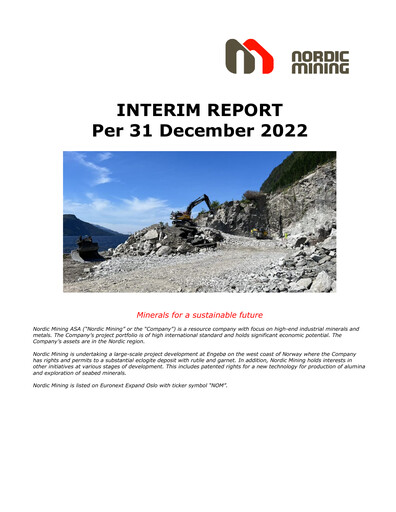 Thumbnail Nordic Mining ASA Quarterly Report 2022-q4