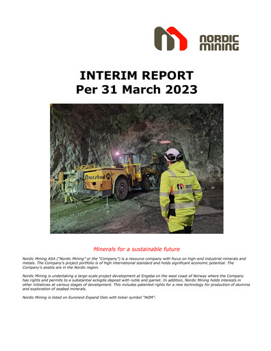Thumbnail Nordic Mining ASA Quarterly Report 2023-q1