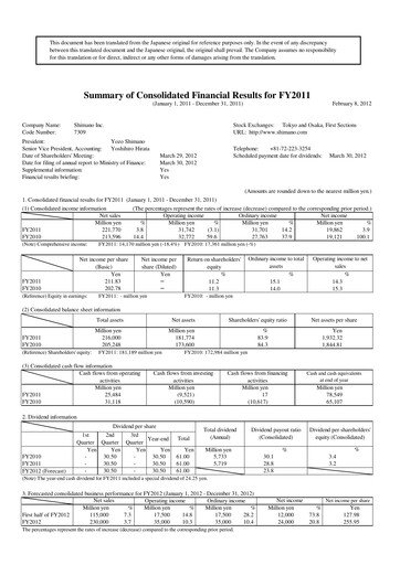 Thumbnail Shimano Financial Report 2011