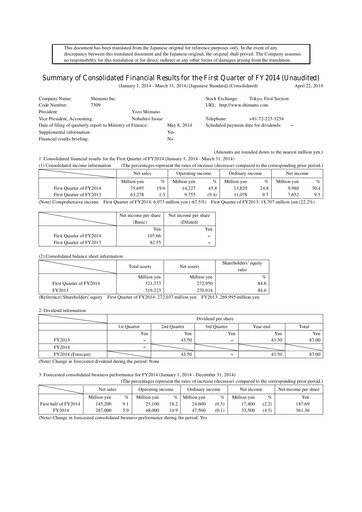Thumbnail Shimano Quarterly Report 2014-q1