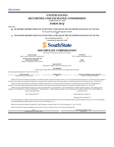 Thumbnail South State Corp Quarterly Report 2024-q3