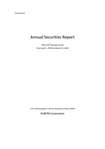Thumbnail Kubota
 Annual Report 2014
