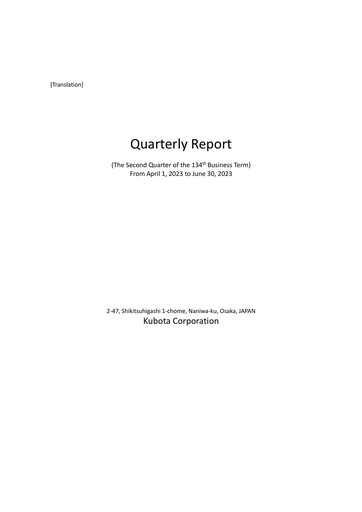 Thumbnail Kubota
 Quarterly Report 2023-q2