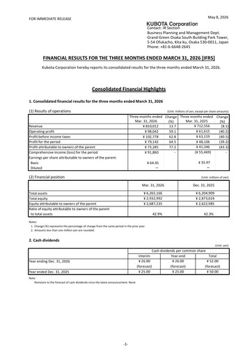 Thumbnail Kubota
 Quarterly Report 2026-q1