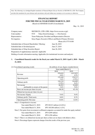 Thumbnail Secom
 Financial Report 2019