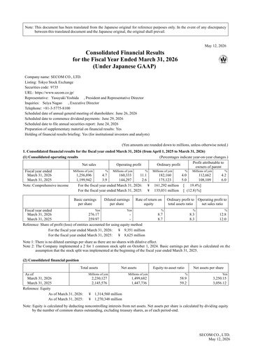 Thumbnail Secom
 Financial Report 2026