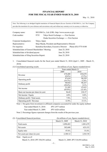 Thumbnail Secom
 Financial Statement 2010