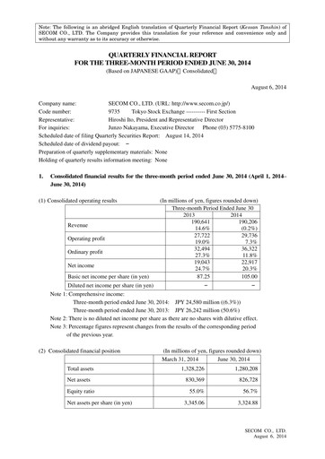 Thumbnail Secom
 Quarterly Report 2014-q1