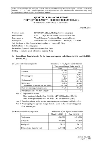 Thumbnail Secom
 Quarterly Report 2016-q1