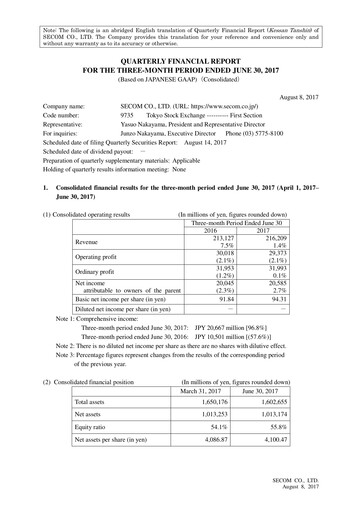 Thumbnail Secom
 Quarterly Report 2017-q1