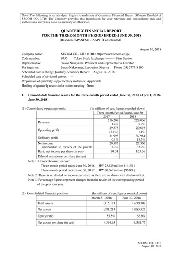Thumbnail Secom
 Quarterly Report 2018-q1