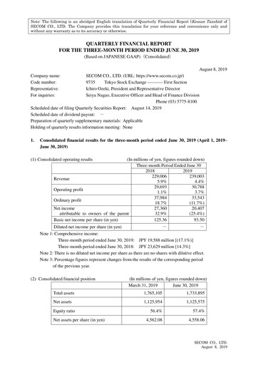 Thumbnail Secom
 Quarterly Report 2019-q1