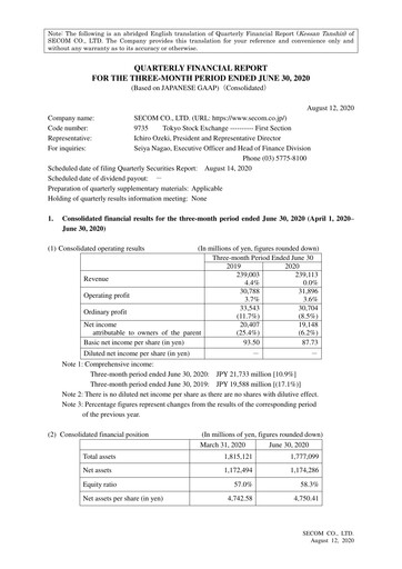 Thumbnail Secom
 Quarterly Report 2020-q1
